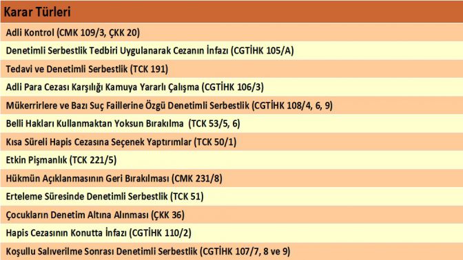 Hangi Kararlar Denetimli Serbestlikte İnfaz Edilemez.